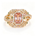 Enchanted Peach Topaz and Botanical Wreath Ring