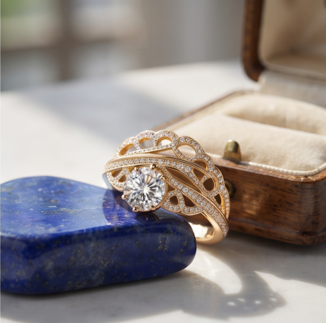 Radiant Filigree Fan Solitaire Ring