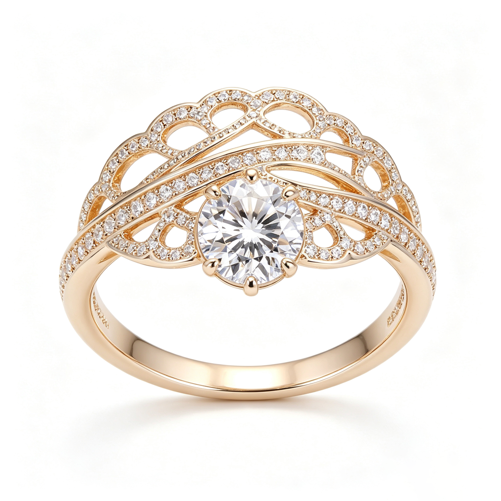 Radiant Filigree Fan Solitaire Ring