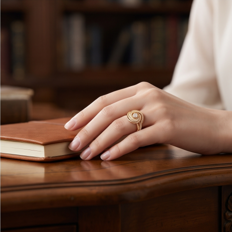 Celestial Vortex Pavé Swirl Ring