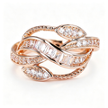 Luminous Baguette Leaf Crossover Ring